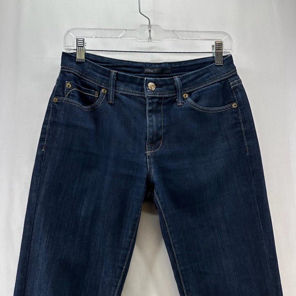 Fidelity Jeans Womens Sz 28 Skinny Ankle Cuffed Dark Washed Denim Blue - Picture 3 of 12
